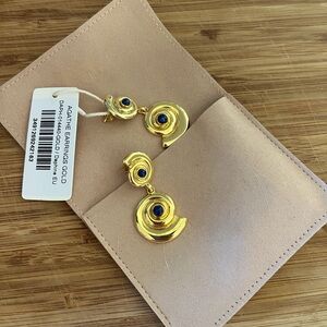 NWT Daphine 18k Plated Gold Spiral Agathe Earrings